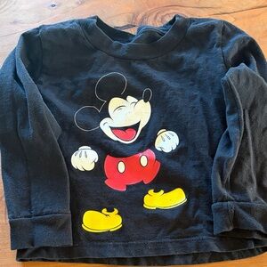 Disney Black Long Sleeve Mickey Mouse Kids Tee